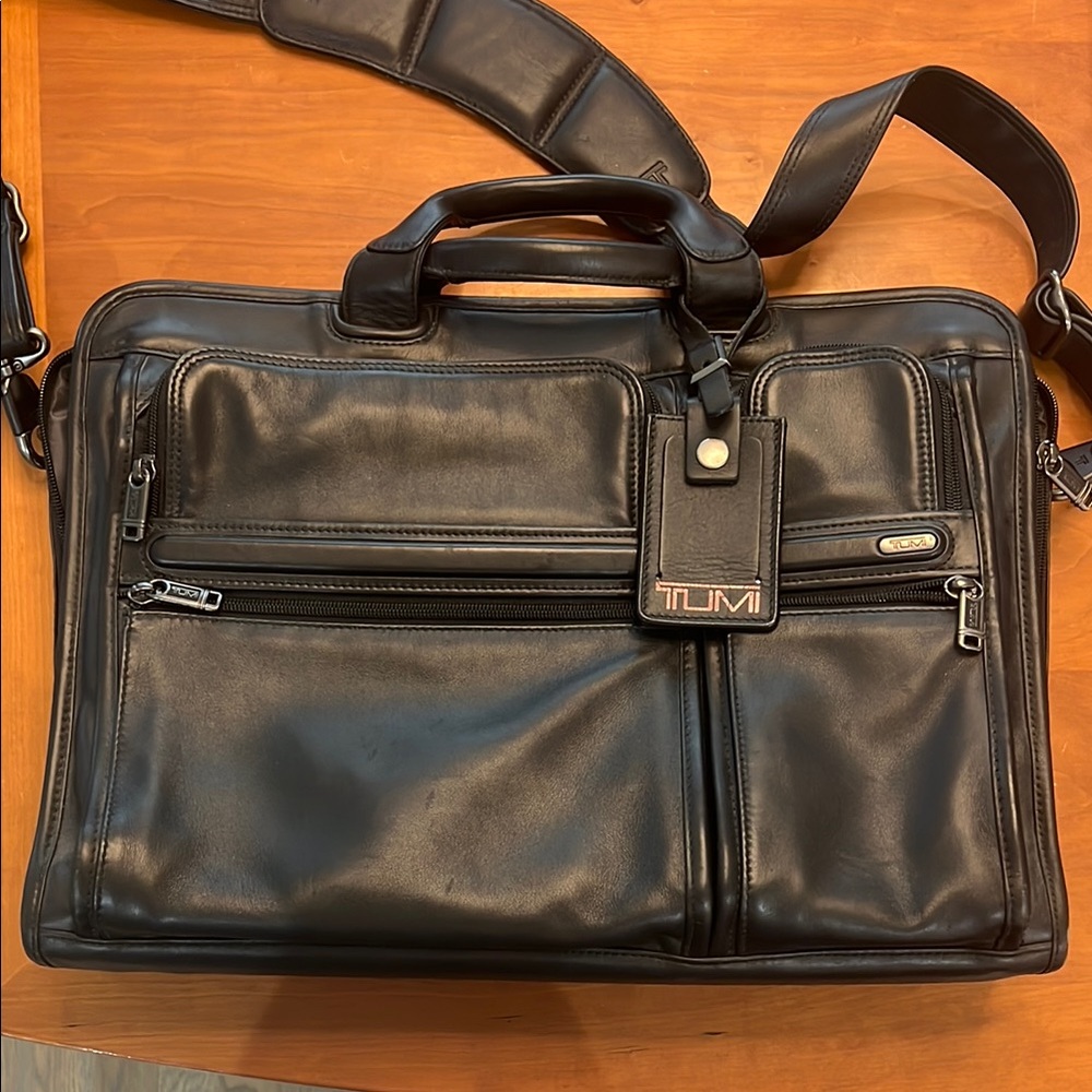 Tumi Black Leather Briefcase